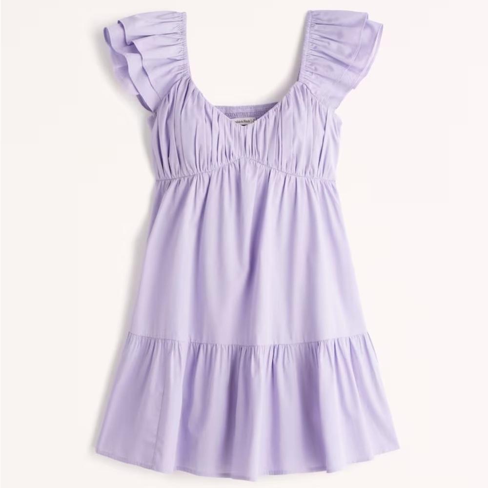 Abercrombie Flutter Sleeve Mini Dress- Purple, Size L, worn once!!!